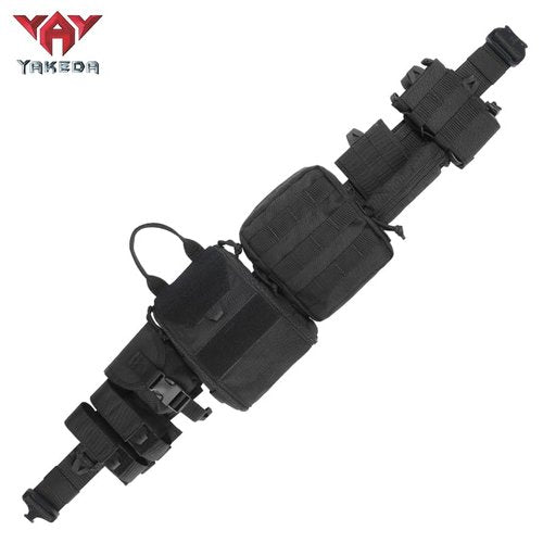 YAKEDA Tool Belt with Pouches: Quick Release Rigger 1.75 Inch Inner & Outer EDC Belt 8 pcs for Men(Black)