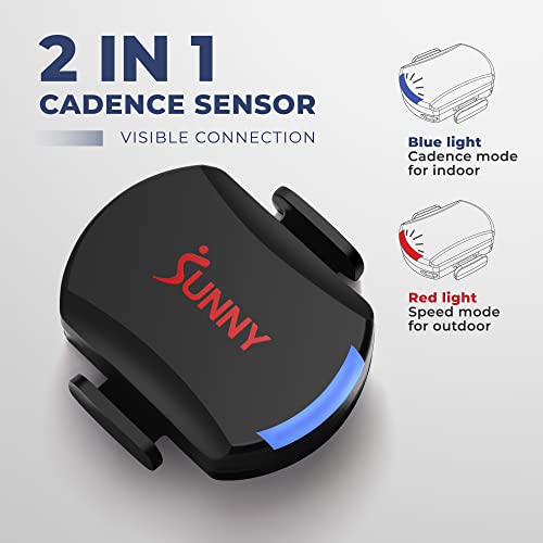 Sunny Health & Fitness Exercise Cycling 2-in-1 Cadence/RPM + Speed Sensor for Indoor or Outdoor Bikes with Free SunnyFit App Enhanced Bluetooth Connectivity - CB110