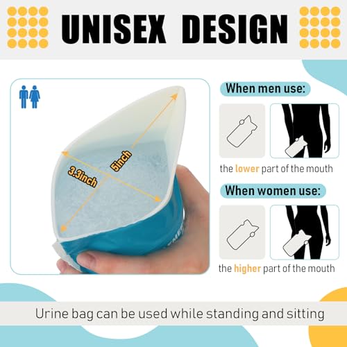 Nuogo Disposable Urine Bags 100 Pack - 800ml Light Unisex Travel Pee Bags