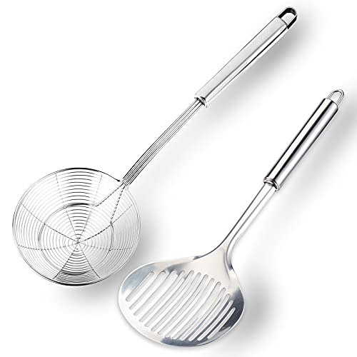 14cm Stainless Steel Slotted Skimmer Ladle for Cooking & Frying - Kitchen Utensil Set