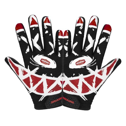 Youth Football Gloves Kids Receiver Gloves with Tacky Grip - Black, Youth M
