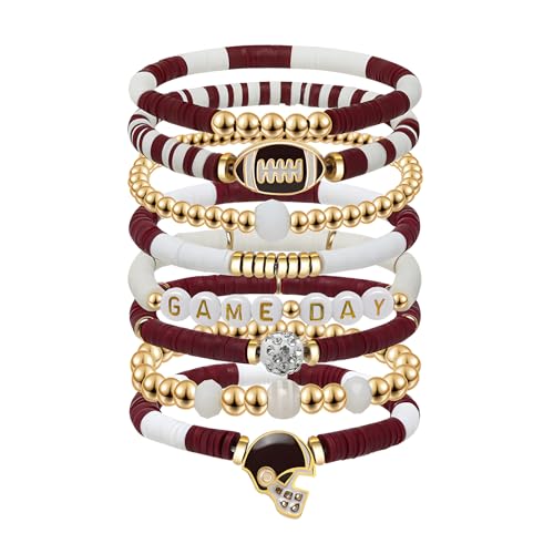 Artlunar Game Day Football Charm Bracelet: Stackable Sports Jewelry for Moms & Dads - Perfect for Football Fans