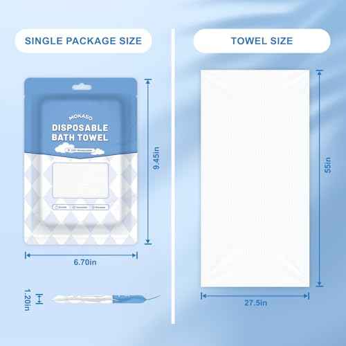 Disposable Bath Towel 55 x 27.5 inch Large Portable Bath Towels for Travel Soft Big Body Towel,Washcloth for Hiking Camping Hotel Bathroom Individually Packed