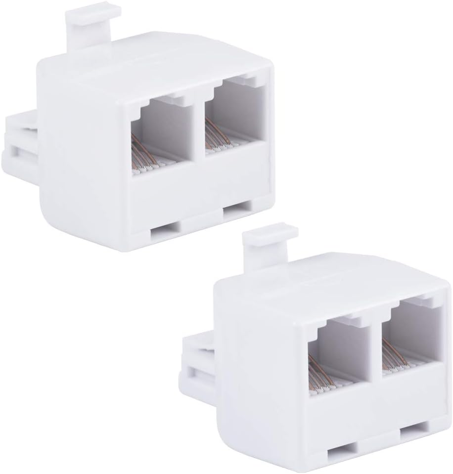Power Gear Telephone Duplex Adapter, Home or Office, Compatible with Answering Machines, All Brands, RJ14, RJ11, White, 76191
