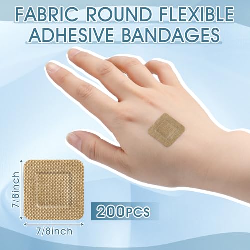 Fabric Square Bandages - 7/8 Inch, Pack of 200, Individually Wrapped - First Aid