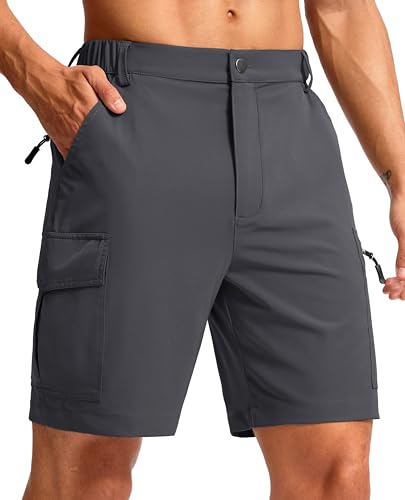 Men's 7-Inch Hiking Cargo Shorts - Large Charcoal with 5 Pockets