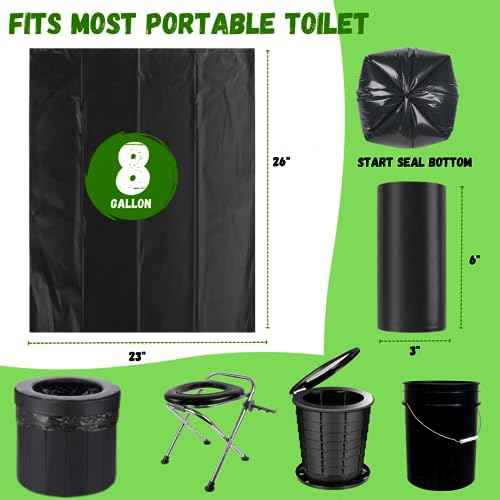 Portable Camping Toilet Waste Bags (30 Bags, 1 roll) 8 Gallon Black Can Liner for Travel, Camping and Outdoor Getaways (30 ct.)
