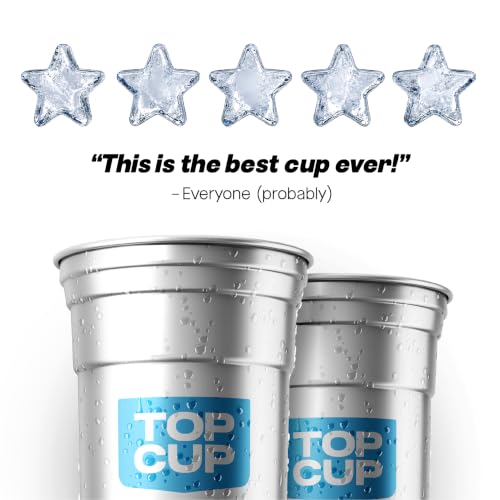 Top Cup Aluminum Party Cups Blue Logo 12oz - 50 Count