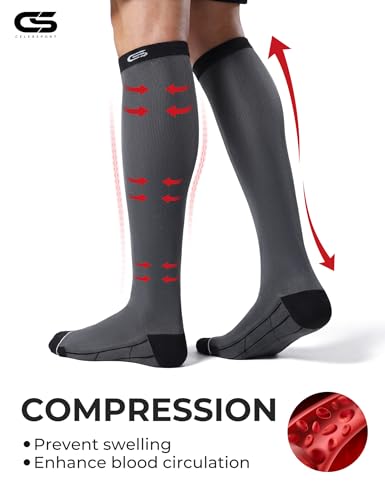Compression Socks for Men & Women 20-30mmHg Running 3 Pairs Large-X-Large Dark Grey