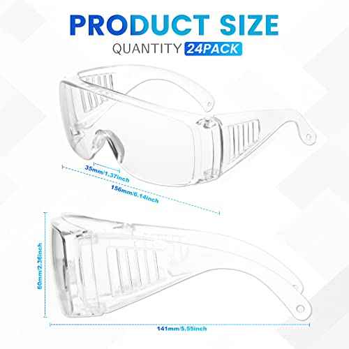 WFEANG Clear Safety Glasses bulk, Lightweight Protective Eyewear For Men Women, Over Goggles Impact Scratch Resistant