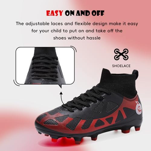 Kids Soccer Cleats Boys Girls Athletic Football Shoes - 7.5 Big Kid, Black