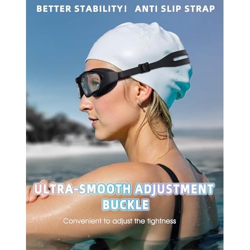 Greatever Sleek Swim Goggles Unisex-Adult, UV400 Protection Swimming Goggles, HD Wide View Goggles, Anti Fog No Leakage