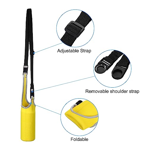 Yellow Neoprene Water Bottle Sling Bag with Adjustable Strap - Insulated Carrier