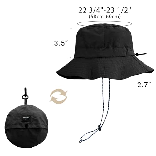 Large-X-Large Packable Sun Bucket Hat for Men Women UV Protection Outdoor White