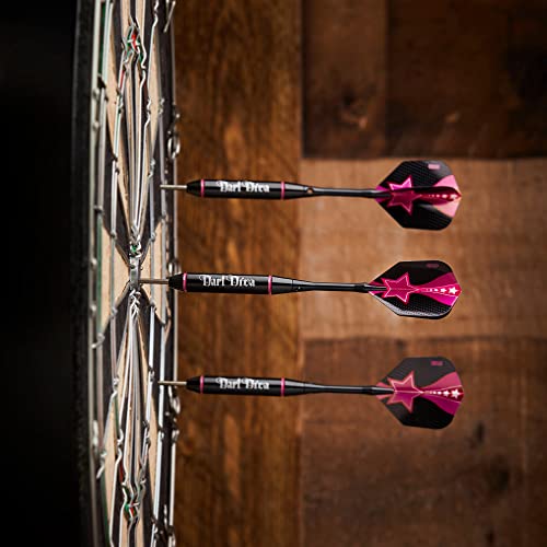 Dart Diva Steel Tip Darts Set with Case - Pink & Black, 22 Grams