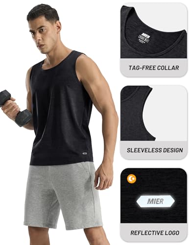Men's Workout Tank Top Medium Heather Black - Soft, Moisture-Wicking Athletic Shirt