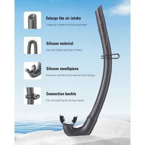 W WSTOO Adults Diving Snorkel Breathing Tube Silicone Flexible Foldable Snorkel Anti-Drop for Freediving Swim Training,Diving and Scuba Diving,Easy to Carry for Travel