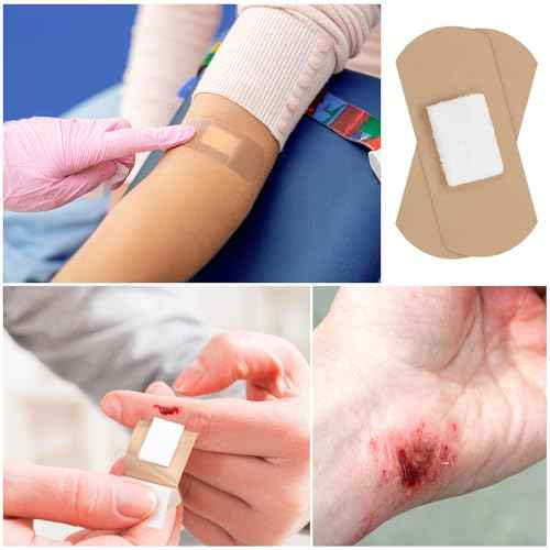 Geiserailie 100 Pcs Pressure Bandages XL for Dialysis Patients 2.83 x 1.18 Inch Pressure Adhesive Bandage Waterproof for Wound Care Absorbent Pad Thin Skin Seniors First Aid Essential