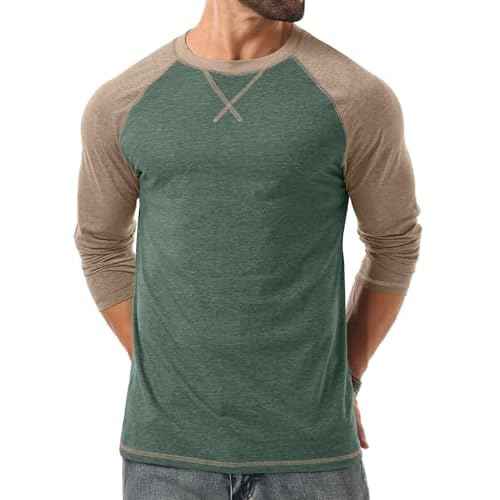 Askdeer Mens T-Shirt Long/Short Sleeve Cotton Shirts Casual Stylish Crewneck Shirts