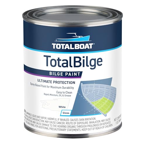 White Marine Epoxy Bilge Paint Quart - Waterproof Boat Coating, 32 Fl Oz