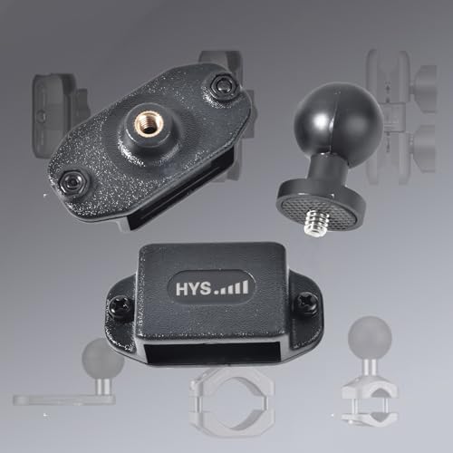 HYS Handheld Ham Radio&Mic with Belt Clip Single Side Radio Mount, CB Radio with Belt Clip Holder Mounting Kit with 1'' Ball Mount Adapter Compatible with RAM Mounts B Size Double Socket Arm