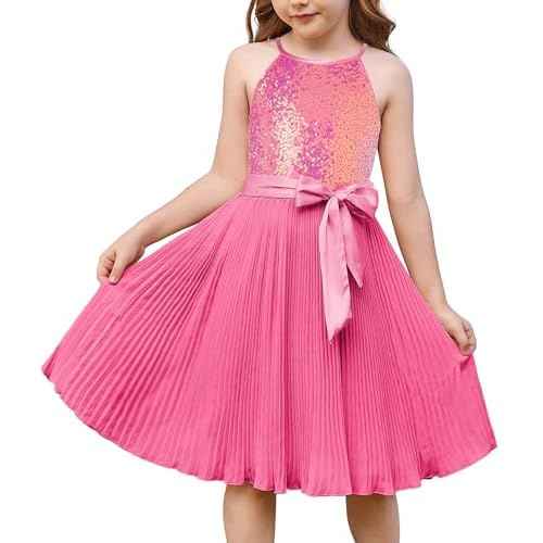 GRACE KARIN Girls Sequin Dress Christmas Party Dance Formal Birthday Fancy Sparkly Halter Chiffon Dresses Size 5-14