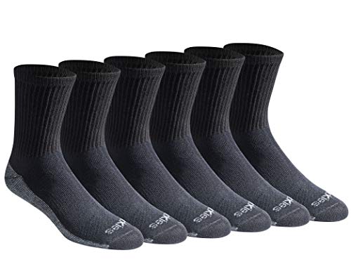 Men's Dri-Tech Mid-Crew Moisture Control Socks Large Black 6 Pairs