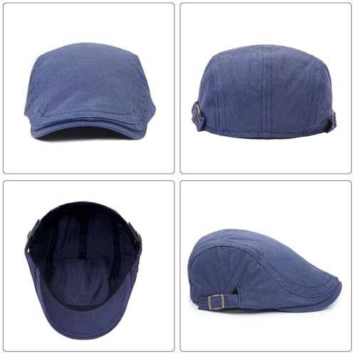 Xinveen Newsboy Hat for Men Navy One Size Flat Cap Breathable Irish Cabbie