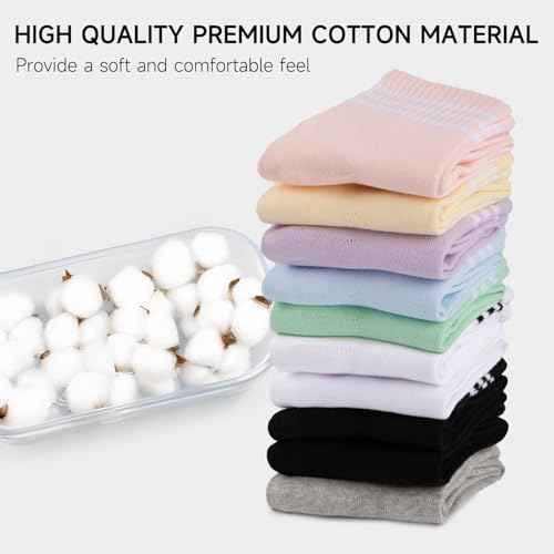 Heatuff Womens Ankle Quarter Socks Cotton Striped Athletic Casual Mini Crew Socks for Women (5 Pairs)