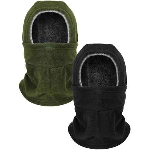 Geyoga Winter Fleece Balaclava Hat for Men Women Full Face Covering Scarf Hood Ski Mask with Drawstring