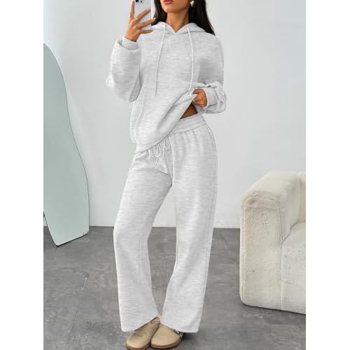 Trendy Queen Womens 2 Piece Outfits Lounge Fall Fashion Sets Oversized Sweatshirts Wide Leg Pants Sweatsuits Winter Clothes