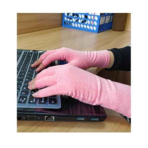 Donfri 1 Pair Arthritis Gloves for Women Men for Pain,Compression Gloves Fingerless Gloves Hand Pain Relief Raynauds Typing Gaming (Pink,M)