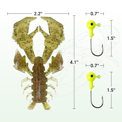 Bass Fishing Lures with Removable Rattles - Crawfish Soft Baits Kit