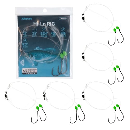 Hi-Lo Saltwater Fishing Rig with 2/0 Octopus Hooks - 6 Pack