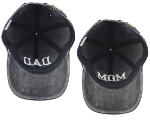 2PCS Mom and Dad EST 2027 2026 Baseball Caps for Men Women - One Size Black