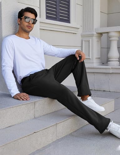 Flygo Mens Fleece Lined Sherpa Jogger Pants - Winter Warm Activewear X-Small Black