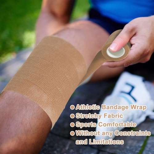Brown Self Adhesive Bandage Wrap 4 Inch x 5 Yards, Cohesive Elastic Medical Tape