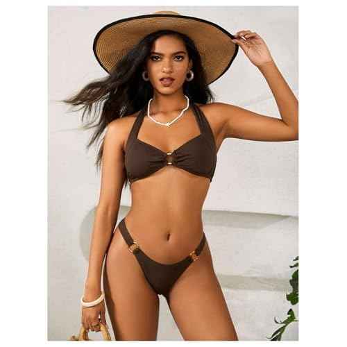 MakeMeChic Halter Bikini Sets for Women Sexy Micro Bikini Bathing Suit Two Piece Swimsuits 2025