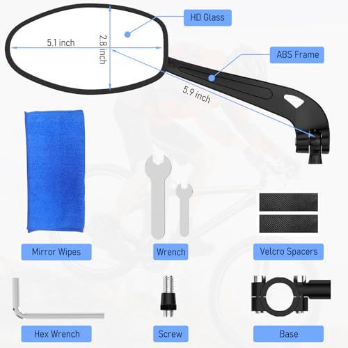 Handlebar Bike Mirror - Universal Fit Bicycle Rearview Mirror with Adjustable Rotation