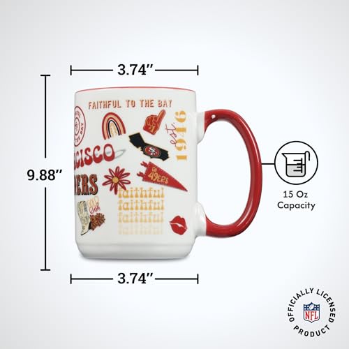 15oz Team Spirit Mug - San Francisco 49ers Officially Licensed, Game Day Coffee Cup - Spirit Mug Variation