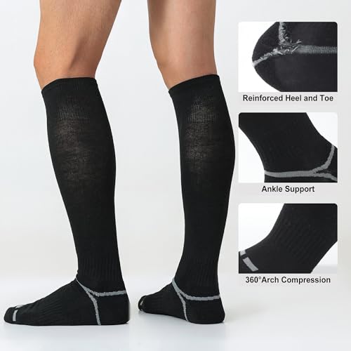 Medium Black Soccer Softball Baseball Socks 3 Pack for Youth & Adults