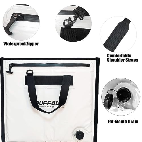 Buffalo Gear Insulated Fish Cooler Bag,Fishing Bait Cooler 20×18in White