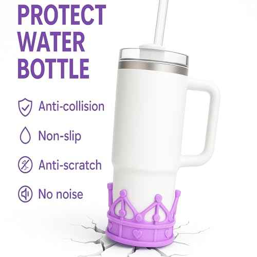 Regal Crown Protective Boot for Stanley Cup Accessories, Sturdy TPU Bottom Sleeve Cover for Stanley Quencher H2.0 40oz & 30oz, Fits Hydro Flask, Simple Modern with 2.9" Base - Purple