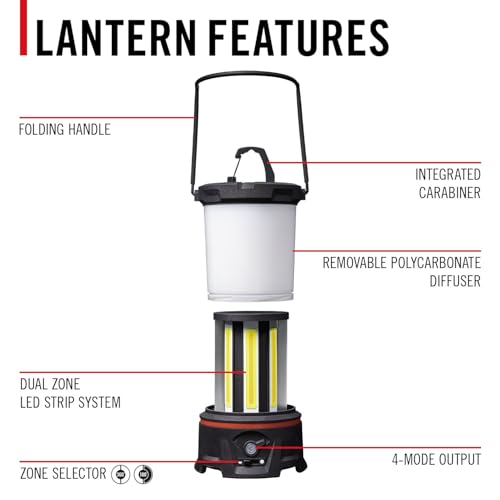 COAST EAL55R Dual Color LED Emergency Light, 3000 Lumen, 10+ Nights of Light, Variable Light Control, Durable for Outdoor & Survival, Black