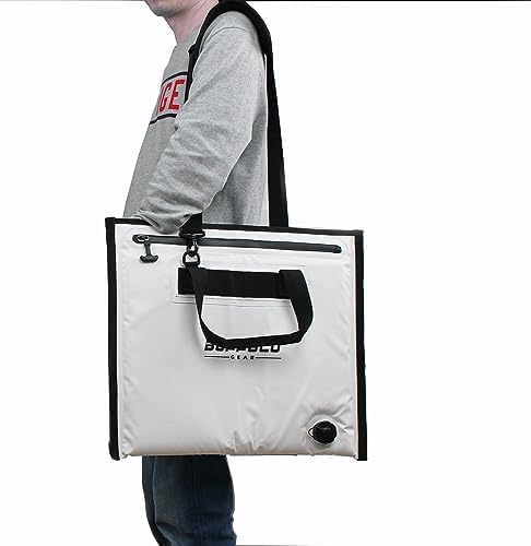 Buffalo Gear Insulated Fish Cooler Bag,Fishing Bait Cooler 20×18in White