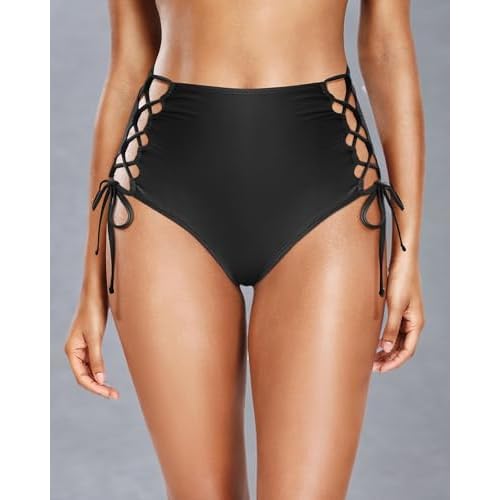 Holipick Women High Waisted Bikini Bottoms Tummy Control Swimsuit Bottoms Tie Side Bathing Suit Swim Bottom