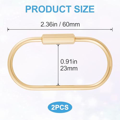 Gold Screw Lock Oval Spring Ring Clips - 2pcs, Heavy Duty Alloy