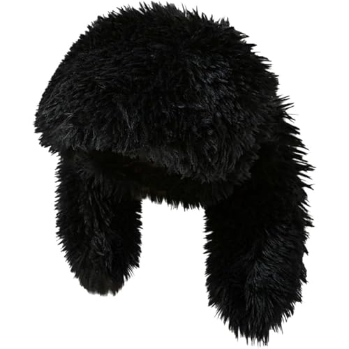 Y2K Plush Hat for Women Fuzzy Cute Beanie Bunny Ears Hat Fluffy Hat Skull Cap Winter Warm Hat Christmas Halloween
