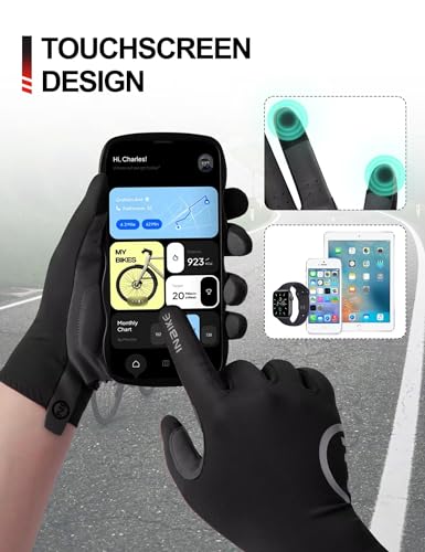 INBIKE Full Finger Cycling Gloves Men Women Touchscreen Reflective Black X-Large