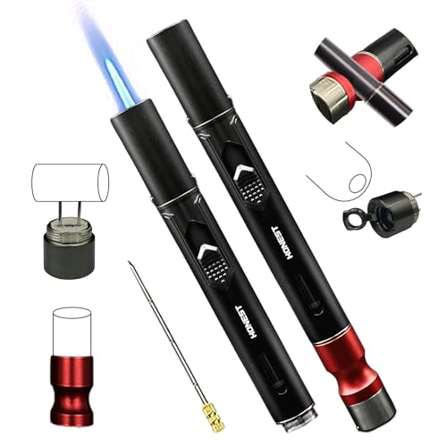 5-in-1 Windproof Torch Lighter,Adjustable Jet Flame with Punch,Holder & Draw Enhancer Tool,Refillable Butane Lighter for Camping, BBQ, Candles & Outdoor (Butane Not Included) Gift Set